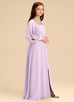 Azazie Bondi Junior Frosted Lilac A-Line Blouson Chiffon Dress image1