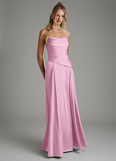 Azazie Gabriela Bridesmaid Dresses Candy Pink A-Line Corset Stretch Satin Dress image8