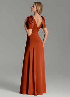Azazie Asher Bridesmaid Dresses Paprika A-Line with Pockets Stretch Satin Dress image2