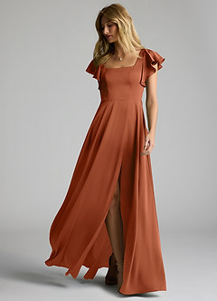 Azazie Bondi Brautjungfernkleider A-Linie Schleifen Stretch-Satin Kleid Zedernrose image6