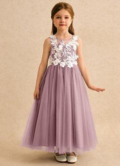 Azazie Mixie Jurken voor bloemenmeisjes Baljurk Jurk van Kant Stoffige Roos image5