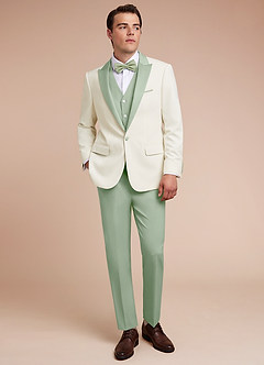 front Adrian Dusty Sage Shawl Lapel Structured Stretch Tuxedo Jacket