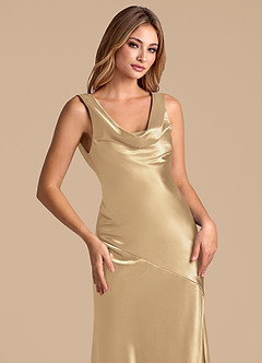 Azazie Rylina 신부 들러리 드레스 인어 메탈릭 새틴 바닥 길이 드레스 image7