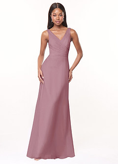 Azazie Nala Bridesmaid Dresses Vintage Mauve A-Line Pleated Chiffon Dress image1