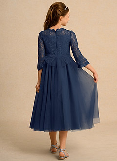 Azazie Lamb Girl vestidos de niña de las flores Vestido de Azul Marino Oscuro de Encaje de Princesa image2