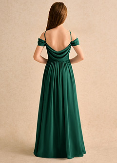 Azazie Shia Girls Formal Flower Girl Dresses Emerald A-Line Off the Shoulder Chiffon Dress image1