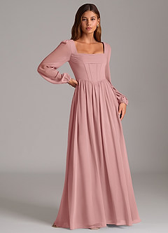 Azazie Maree Bridesmaid Dresses Dusty Rose A-Line Corset Chiffon Dress image3