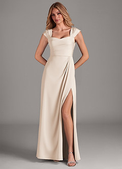 Azazie Laila Bridesmaid Dresses White Alabaster A-Line Pleated Stretch Satin Dress image4