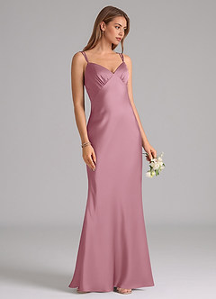 Azazie Suttona Bridesmaid Dresses Vintage Mauve A-Line Pleated Stretch Satin Dress image2