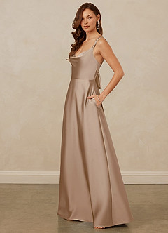 Christian Siriano Bridal for Azazie 1001 Bridesmaid Dresses Taupe A-Line Sweetheart Neckline Stretch Satin Dress image4