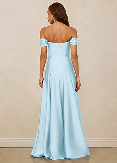 Christian Siriano Bridal for Azazie 1002 Bridesmaid Dresses Sky Blue A-Line Off the Shoulder Stretch Satin Convertible Dress image6