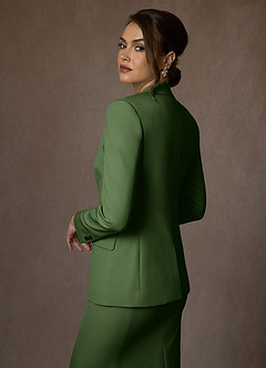 front Kennedy Olijf Set van gestructureerd stretchjack en kostuum