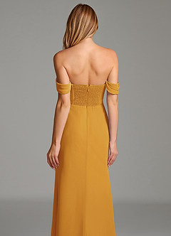Azazie Riley Bridesmaid Dresses Butterscotch Sheath Off the Shoulder Chiffon Convertible Dress image5