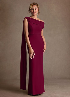 Azazie Bassi Mère de la mariée Robes Robe Sirène en Maille Épaule décolletée Bourgogne image1