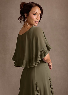 Azazie Darla Mother of the Bride Dresses Willow Green A-Line Ruched Chiffon Dress image8