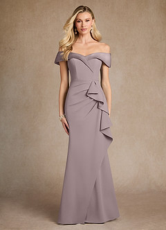 Azazie Laredo Mother of the Bride Dresses Vintage Mauve Mermaid Off the Shoulder Stretch Crepe Dress image1