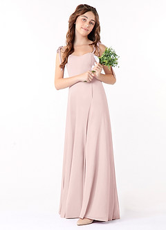 Azazie Rosey Junior Blushing Pink A-Line Sweetheart Neckline Chiffon Dress image1