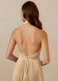 Christian Siriano Bridal for Azazie 1007 Bridesmaid Dresses Champagne A-Line Pleated Stretch Satin Dress image7