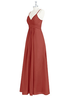 Azazie Haleigh Final Sale Burgundy A-Line Pleated Chiffon Dress image9
