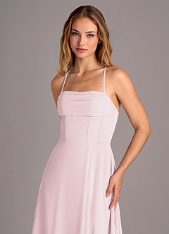 Azazie Carolyn Jurken voor bruidsmeisjes Jurk van Chiffon met A-Lijn Geplooid Blozend Roze image2
