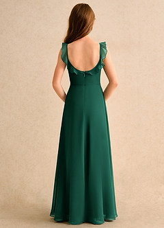 Azazie Chip Girls Formal Blumenmädchenkleider A-Linie ärmellos Chiffon Kleid Smaragd image2