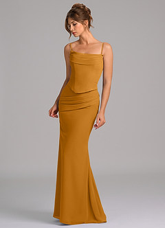 Azazie Sorrel Bridesmaid Dresses Butterscotch Mermaid Corset Chiffon Dress image6