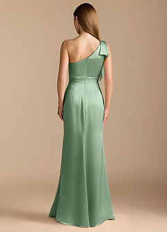 Azazie Rinna Bridesmaid Dresses Matcha Mermaid Ruched Metallic Satin Dress image7