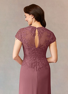 Azazie Junie Mother of the Bride Dresses Desert Rose A-Line Lace Chiffon Dress image10