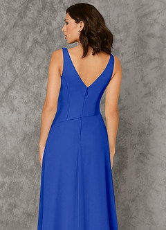 Azazie Kori Final Sale Royal Blue A-Line Pleated Chiffon Dress image5