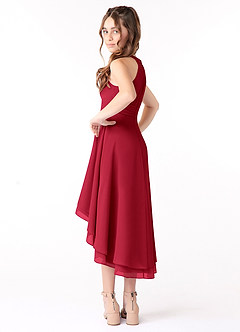 Azazie Linna Junior Scarlet A-Line Pleated Chiffon Dress image2