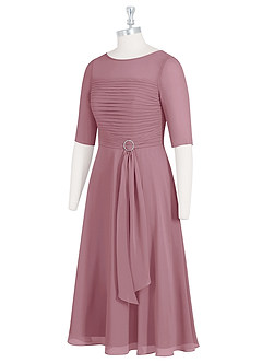 Azazie Naomi Mother of the Bride Dresses Vintage Mauve A-Line Boatneck Pleated Chiffon Dress image9