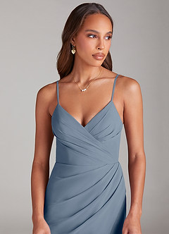 Azazie Maci Bridesmaid Dresses Twilight Sheath Pleated Chiffon Dress image5