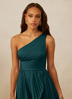 Christian Siriano Bridal for Azazie 1008 Bridesmaid Dresses Pine A-Line One Shoulder Stretch Satin Dress image8