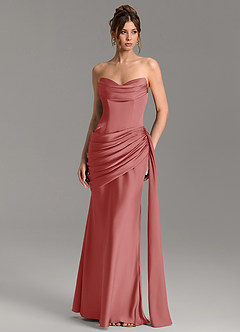 Azazie Zorah Bridesmaid Dresses Antique Rose Mermaid Corset Stretch Satin Convertible Dress image4