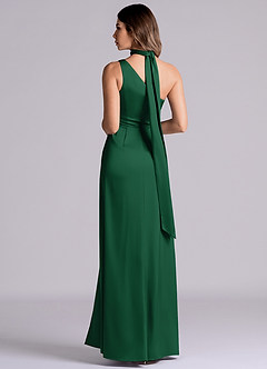 Azazie Phaedra 신부 들러리 드레스 A라인 한쪽 어깨 스트레치 새틴 바닥 길이 드레스 image7