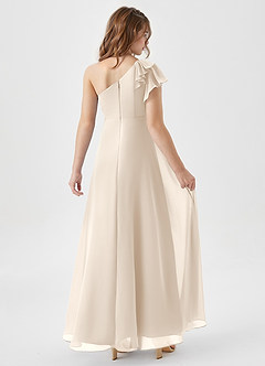 Azazie Arabella Junior Robe Trapèze en Mousseline de soie Drapé Albâtre Blanc image2