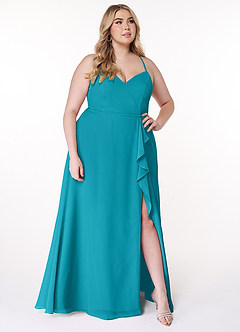 Azazie Naeem Bridesmaid Dresses Jade A-Line V-Neck Ruffle Chiffon Dress image9