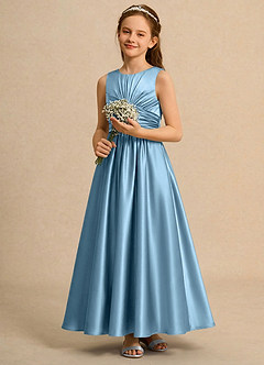 Azazie Ducky Girls Formal Flower Girl Klänningar Klä A-Line i Stretch Satin Plisserad image5