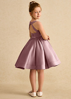 Azazie Julietta Flower Girl Dresses Dusty Rose Ball-Gown Convertible Tulle Dress image8