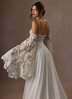 Azazie Rhya Vestidos de novia Vestido de Blanco Diamante Nude de Encaje de Corte en A con Vestidos sin tirantes image15
