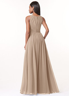 Azazie Harper Brautjungfernkleider A-Linie Plissee Chiffon Kleid Taupe image2