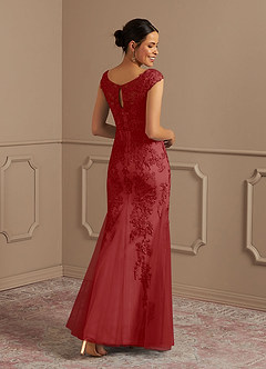 Azazie Melena Mother of the Bride Dresses Rust Mermaid Lace Tulle Dress image3