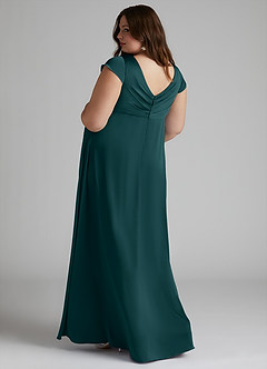Azazie Allessia Maternity Bridesmaid Dresses A-Line Pleated Stretch Satin Floor-Length Dress image9