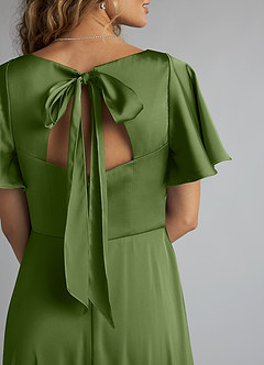 Azazie Kimber Bridesmaid Dresses Juniper A-Line Ruched Stretch Satin Dress image5