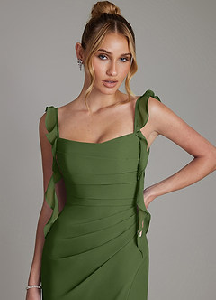 Azazie Jessamine Bridesmaid Dresses Olive Mermaid Corset Chiffon Dress image3