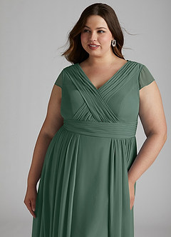 Azazie Organa Bridesmaid Dresses Sea Moss A-Line Pleated Chiffon Dress image11
