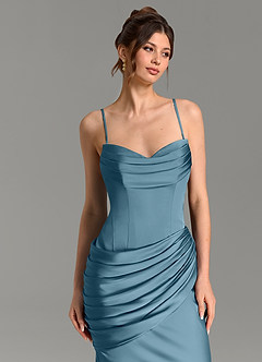 Azazie Zorah Bridesmaid Dresses Bermuda Mermaid Corset Stretch Satin Convertible Dress image7
