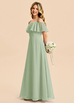 Azazie Maggie Junior Dusty Sage A-Line Off the Shoulder Chiffon Dress image3
