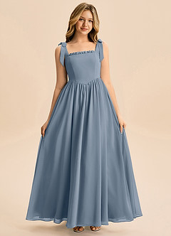 Azazie Delia Junior Abito A-Line in Chiffon Fiocco Crepuscolo image3