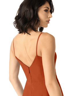 Azazie Aubrielle Vente Finale Robe Trapèze en Mousseline de soie Plissée Desert Rose image5